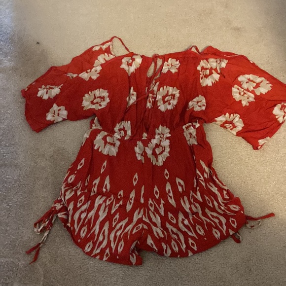 Red floral romper/swim coverup - Picture 4 of 4